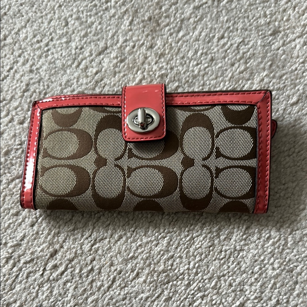 Coach Signature Wallet with Pink Trim